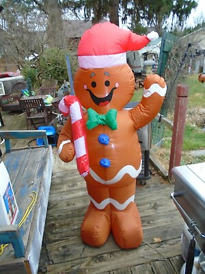 #ad Christmas Gingerbread Man  Inflatable Outdoor Yard decor 5 feet tall Blow Up $35.00