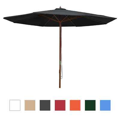 Patio Parasol Umbrella Market Outdoor Garden Parasol Shade with Wooden Pole $108.09