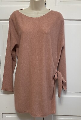 #ad Eileen Fisher Side Tie Tunic Cashmere Medium Camel Salmon Made in Italy $47.99