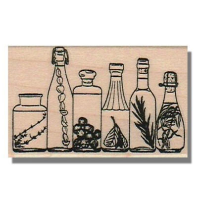 #ad Mounted Rubber Stamp 6 Bottles Cooking Herb Garden Food Kitchen Jars Cook $8.98
