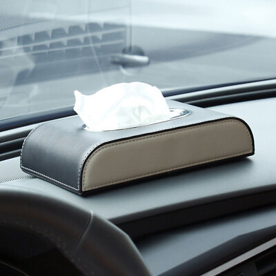 #ad Black Car Tissue Box Towel Sun Visor Tissue Box Holder Storage Accessories $72.49