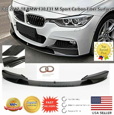#ad Fit For 2012 2018 BMW F30 3 Series M Style Front Bumper Lip Carbon fiber Style $104.99