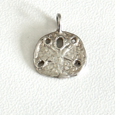 #ad Vintage 925 Sterling Silver Small Round Petite Sand Dollar Charm Pendant $14.99