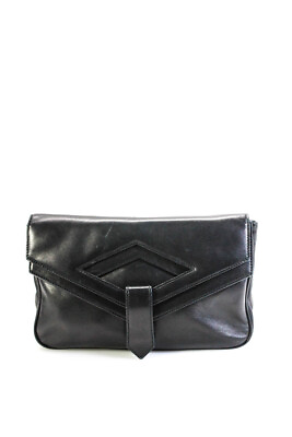 Lai Womens Leather Layered Fold Over Magnetic Clutch Handbag Black Small $74.41