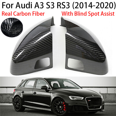 #ad For AUDI A3 S3 RS3 14 20 With Blind Spot Assist Carbon Fiber View Mirror Cover $148.40