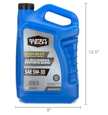#ad Super Tech All Mileage Synthetic Blend Motor Oil SAE 5W 30 5 Quarts $16.99