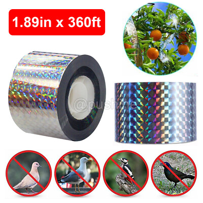 #ad 1 4pcs Bird Repellent Tape Deterrent Reflective 360ft Double Sided Scare Tape US $7.97