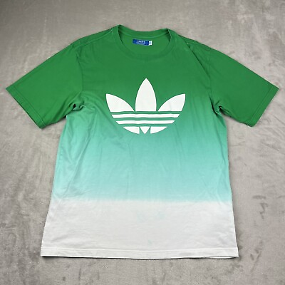 Adidas Trefoil Ombre Logo T Shirt Mens Large Green Blue White Spell Out $22.99