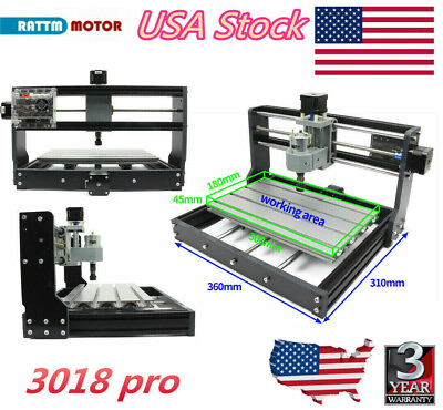 #ad 「US」CNC 3Axis 3018 Pro GRBL Laser Wood Router DIY Mini Milling Engraving Machine $133.00