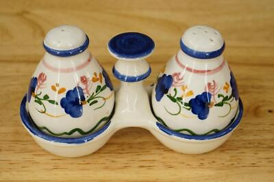 #ad Vintage Ceramic Hand Painted Sevilla Cruz Spain Blue Floral Salt amp; Pepper Shaker $25.91