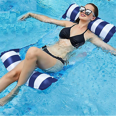 #ad Inflatable Floating Pool Beach Hammock Lounge Chair Water Swimming Floating Bed $11.98