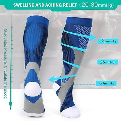 #ad 20 30 mmHG Compression Socks Stockings Womens Mens Knee High Medical S M X XL 2x $9.90