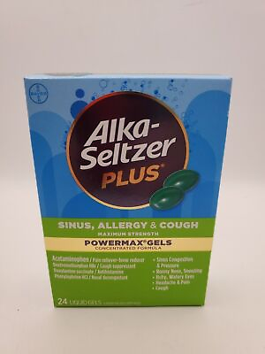 #ad Alka Seltzer Plus Maximum Strength PowerMax Gel Sinus Allergy Cough 24 Exp 06 26 $14.90