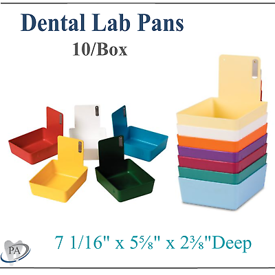 #ad Dental Lab Pans Medium with metal clip 7 1 16quot; x 5⅝quot; x 2⅜quot;D Box of 10 Work Lab $39.95