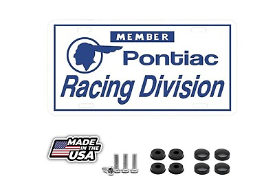 #ad Member Pontiac Racing Division Booster License Plate White Blue $14.95