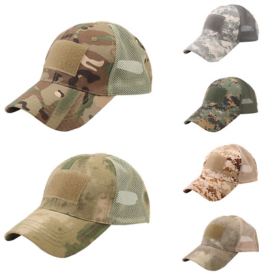 #ad Military Camouflage Half Mesh Baseball Cap Tactical Army Cap Outdoor Hunting A AU $12.76