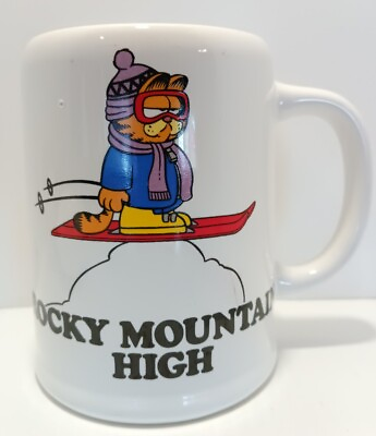 #ad Vtg Rocky Mountain High Skiing GARFIELD the Cat Coffee Tea MUG Enesco Ceramic. $19.95