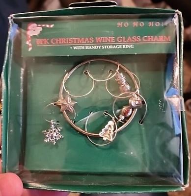 #ad Wine Glass Charms Mark Your Drinking Glass Storage Christmas Holiday Ring 6 Pack $6.00