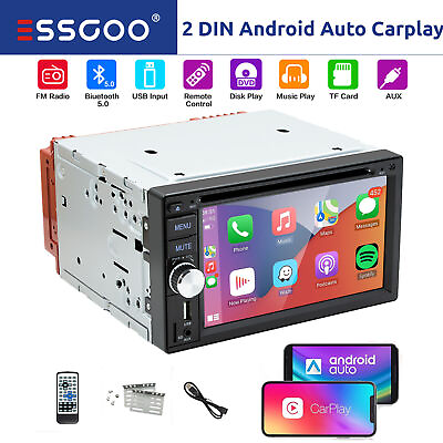 #ad 6.2quot; 2 DIN Carplay Stereo CD DVD Player FM AM RDS Radio USB AUX IN TF Head Unit $101.99