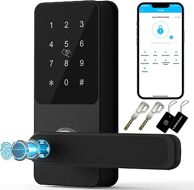 #ad Keyless Smart Locks Keypad Fingerprint BT Code IC Card Key Remote Black $89.95
