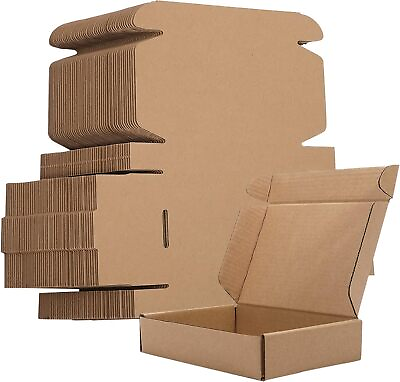 #ad 50 Pack Small Shipping BoxesBrown Corrugated Cardboard BoxesInternal size:5... $23.60