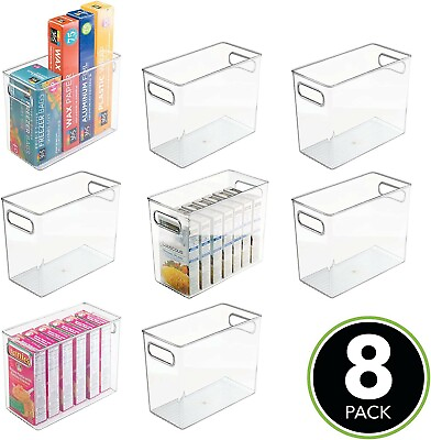 mDesign Tall Plastic Kitchen Pantry Cabinet Refrigerator Freezer Food Bin 8 PC $47.19