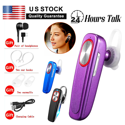 #ad Wireless Bluetooth 5.0 Earpiece Headset Driving Trucker Earbuds Noise Cancelling $9.89