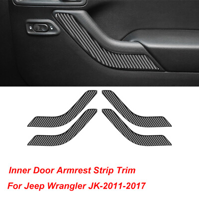 #ad Carbon Black Inner Door Armrest Strip Trim For Jeep Wrangler JK 4 Door 2011 2017 $28.96