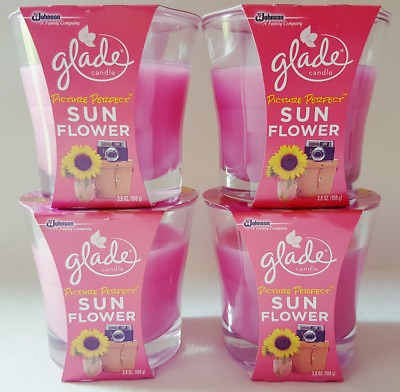 #ad 4 GLADE PICTURE PERFECT SUN FLOWER SCENTED WAX SUMMER OIL CANDLES 3.8 OZ EA NEW $29.99
