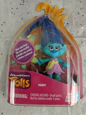 Trolls New DreamWorks Trolls Maddy Mini Doll Figure Toy Blue Hair With Flair NIP $8.99