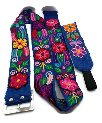 #ad Hand Embroidered Andean Mountain Flowers Belt Set with Headband $34.51
