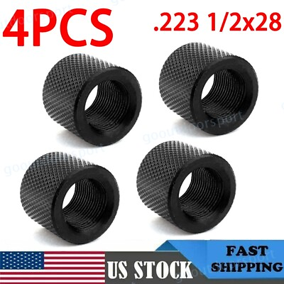 #ad 4PACK Black Steel 1 2x28 1 2 28 TPI Muzzle Brake Thread Protector For 9mm .223 $7.99