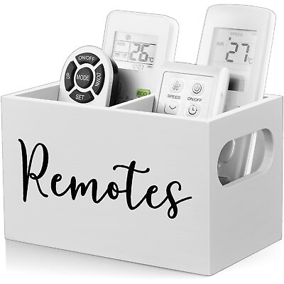 #ad Remote Control Holder White TV Remote Caddy Remote Organizer for Table Wooden... $28.59
