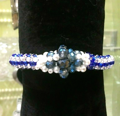 Excellent handmade USA Bracelet from seed beads crystals super gift for women $15.00