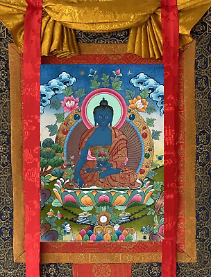 Originnal Hand painted Medicine Buddha Bhaisajyaguru Tibetan Thangka Painting $339.00