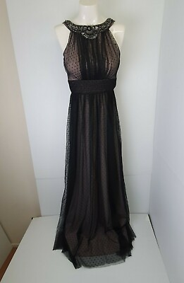 #ad Little Mistress Black Beaded Sheer Evening Maxi dress SZ 6 AU $39.95