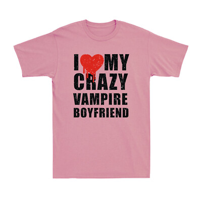 #ad I Love My Crazy Vampire Boyfriend Love Red Heart Blood Vintage Unisex T Shirt $14.99