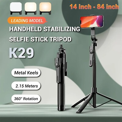 #ad 84quot; Remote Selfie Stick Tripod w Fill Light Phone Desktop Stand Holder Universal $37.99
