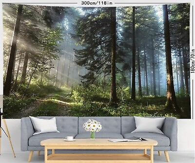 #ad Natural Scenery Forest Tapestry Tree Print Wall Hanging 79 inch x 59 inch $29.99