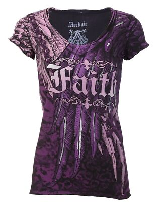 #ad ARCHAIC by AFFLICTION Womens T shirt Active Faith Black Slim Fit S L NWT $24.95