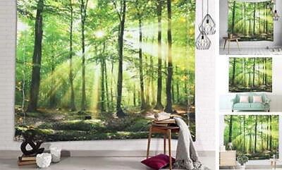#ad Forest Tapestry Wall Hanging Trees Trunk Nature Green Sunlight Wall Tapestry $31.10
