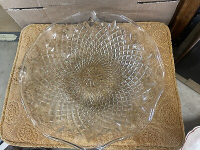 #ad Glass Bowl; Ruffle And Diamond Pattern. $4.99