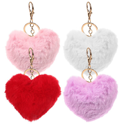 #ad 4 Pcs Love Keychain Pom Tote Bag for Women Backpack Car Keychains The Gift $9.99