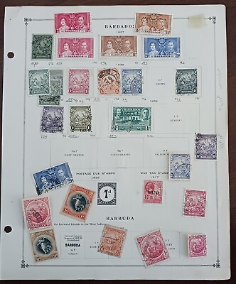 BARBADOS LOT OF OLD STAMPS ON ALBUM PAGES #279 $6.99