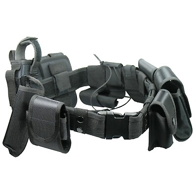 #ad Black Tactical Nylon police Security Guard Duty Belt Utility Kit System w Pouch $22.85