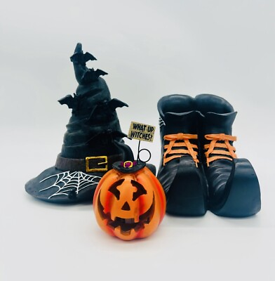 #ad Three Piece PolyResin Witch Halloween Decor Set $49.95