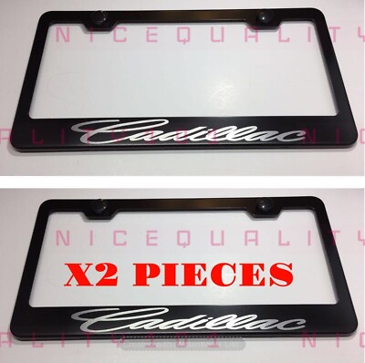 2X Cadillac Stainless Steel Metal Finished License Plate Frame Holder #ad $21.00