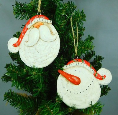 #ad Set of two consisting of a Santa amp; a Snowman faces New Hanna Handiworks#64114A $14.99