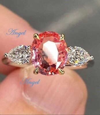 #ad Natural Padparadscha Sapphire Ring 925 Sterling Silver Handmade Engagement Ring $145.00
