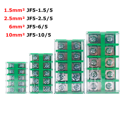 #ad 1 3 5 10Pcs 5 Positions Terminal Block JF5 1.5mm² 10mm² Green 660V 15A 57A $85.34